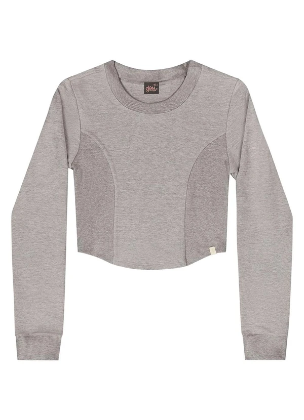 Gloss - Blusa Cropped Juvenil em Molecotton Cinza
