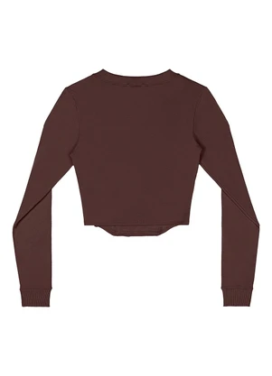 Gloss - Blusa Cropped Juvenil em Molecotton Marrom - GLOSS