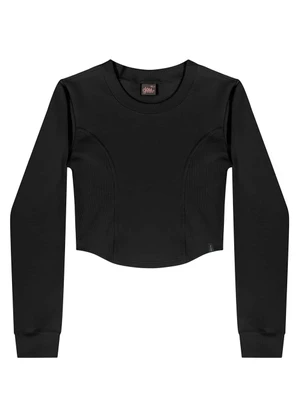 Gloss - Blusa Cropped Juvenil em Molecotton Preto - GLOSS