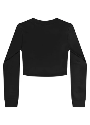 Gloss - Blusa Cropped Juvenil em Molecotton Preto - GLOSS
