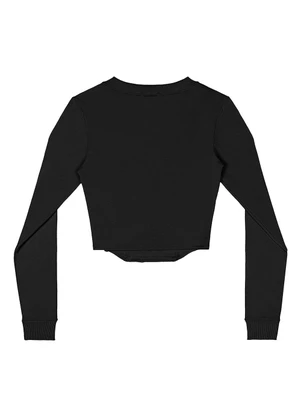 Gloss - Blusa Cropped Juvenil em Molecotton Preto - GLOSS