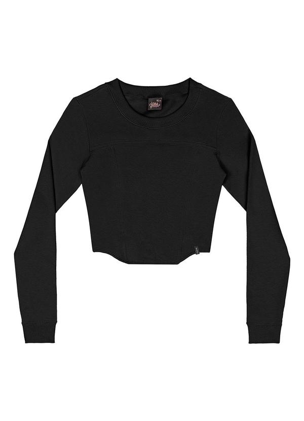 Gloss - Blusa Cropped Juvenil em Molecotton Preto