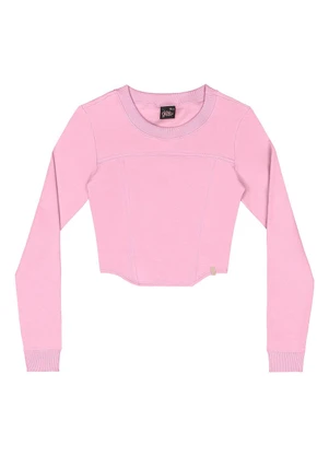 Gloss - Blusa Cropped Juvenil em Molecotton Rosa - GLOSS