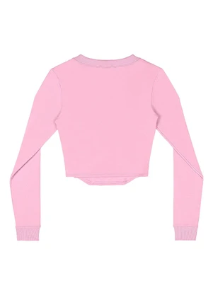 Gloss - Blusa Cropped Juvenil em Molecotton Rosa - GLOSS