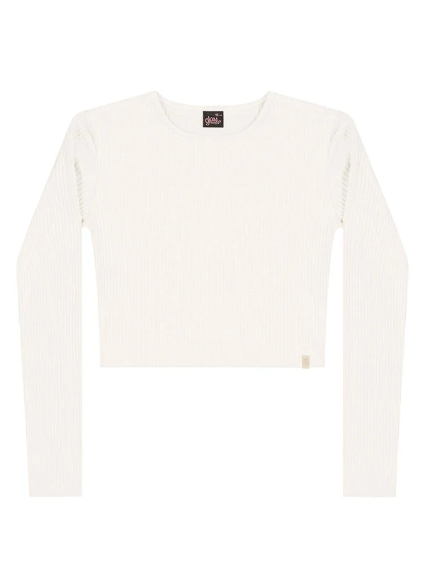 Gloss - Blusa Cropped Juvenil em Ribana Bege