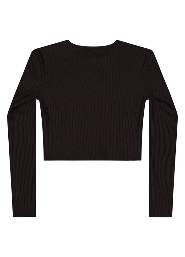 Gloss - Blusa Cropped Juvenil em Ribana Preto 2