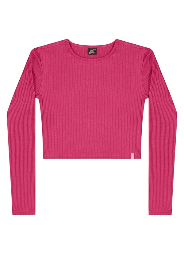 Gloss - Blusa Cropped Juvenil em Ribana Rosa