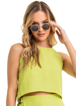 Gloss - Blusa Cropped Juvenil em Tecido Verde - GLOSS