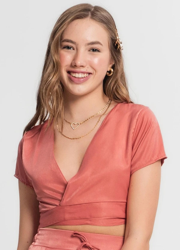 Minty - Blusa Cropped Juvenil em Viscopoly Laranja