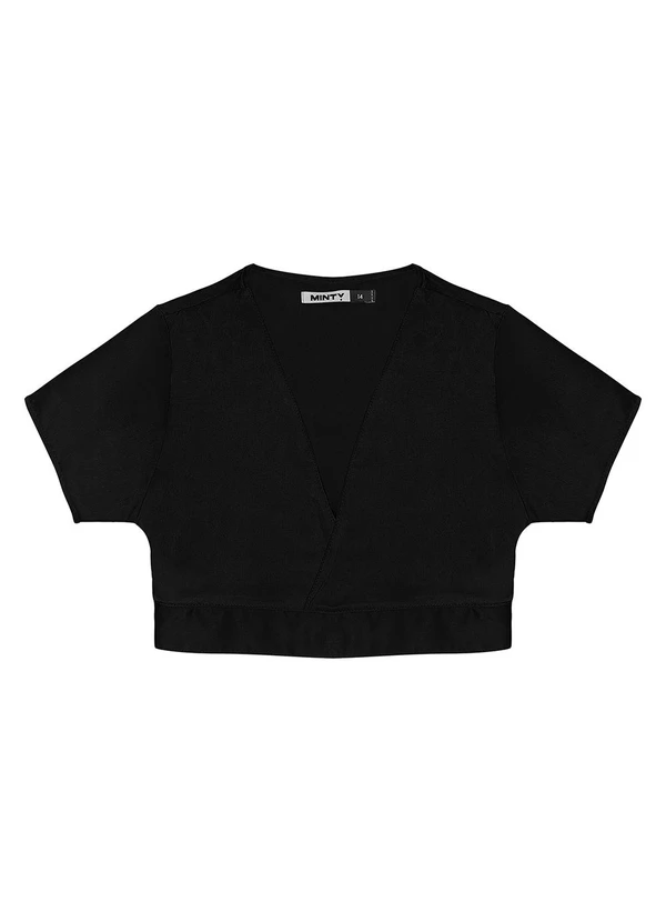 Minty - Blusa Cropped Juvenil em Viscopoly Preto