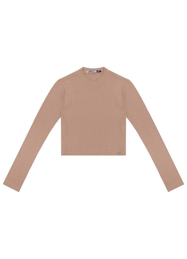 Minty - Blusa Cropped Juvenil Feminina Gola Alta Marrom