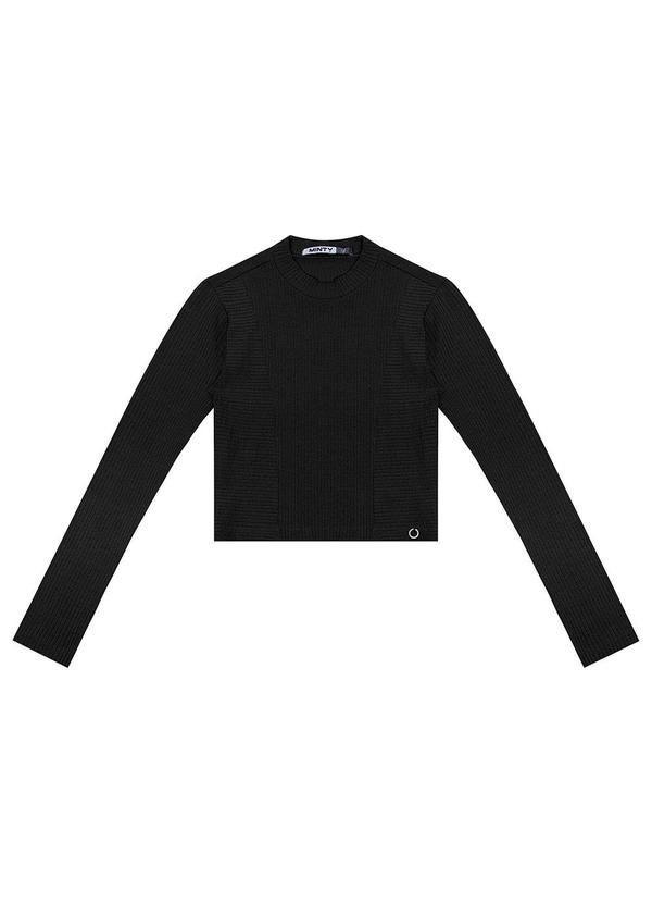 Minty - Blusa Cropped Juvenil Feminina Gola Alta Preto