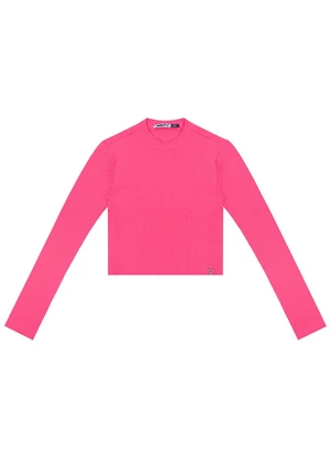 Minty - Blusa Cropped Juvenil Feminina Gola Alta Rosa - MINTY