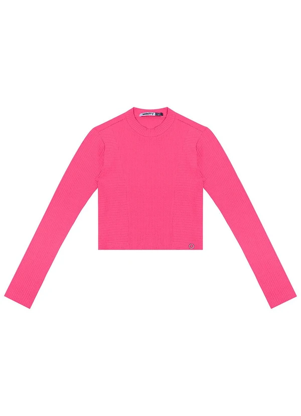 Minty - Blusa Cropped Juvenil Feminina Gola Alta Rosa