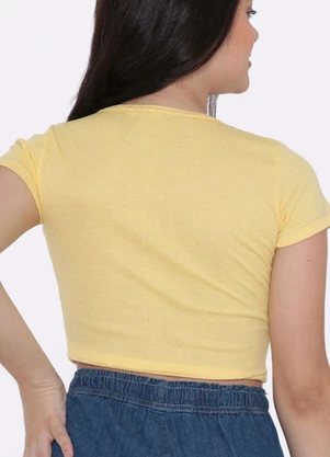 Torra - Blusa Cropped Juvenil Malha Canelada Amarela - TORRA