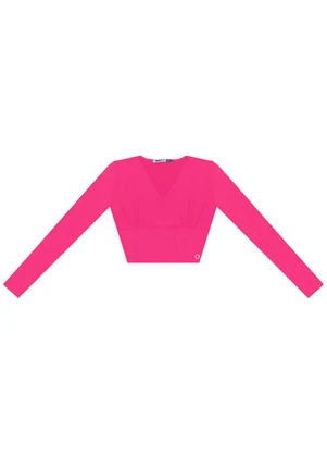 Minty - Blusa Cropped Juvenil Manga Longa Rosa - MINTY