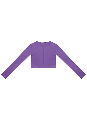 Minty - Blusa Cropped Juvenil Manga Longa Roxo - MINTY