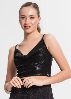 Minty - Blusa Cropped Juvenil Preto - MINTY