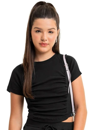 Gloss - Blusa Cropped Juvenil Preto - GLOSS