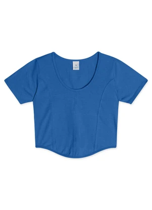 Hapier - Blusa Cropped Manga Curta Juvenil Feminina Azul - HAPIER