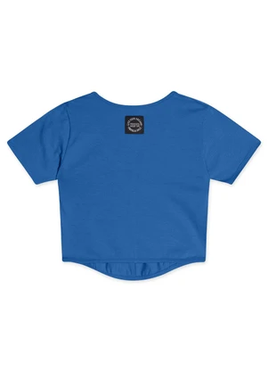 Hapier - Blusa Cropped Manga Curta Juvenil Feminina Azul - HAPIER
