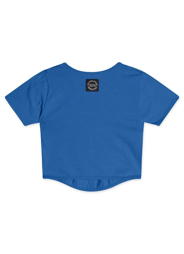 Hapier - Blusa Cropped Manga Curta Juvenil Feminina Azul 2