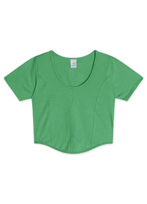 Hapier - Blusa Cropped Manga Curta Juvenil Feminina Verde - HAPIER