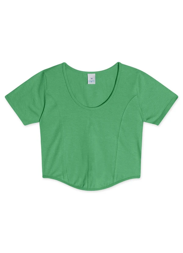 Hapier - Blusa Cropped Manga Curta Juvenil Feminina Verde