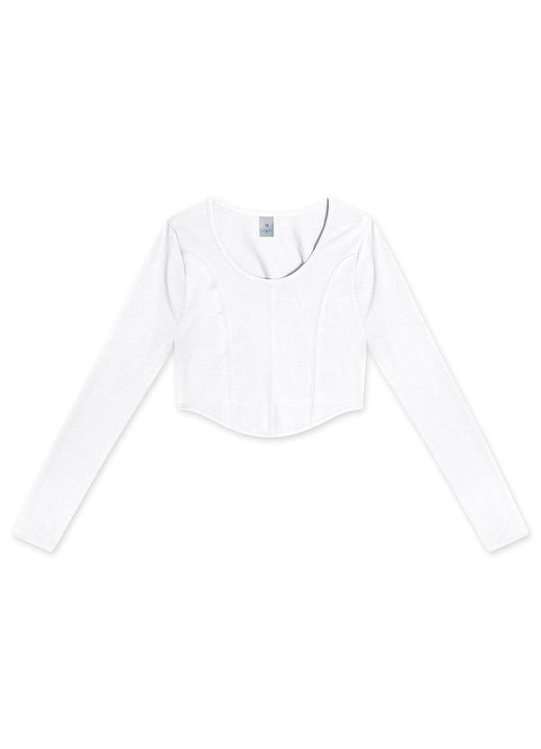 Hapier - Blusa Cropped Manga Longa Juvenil Branco