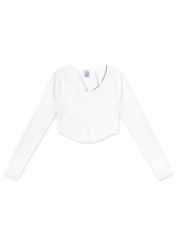 Hapier - Blusa Cropped Manga Longa Juvenil Branco