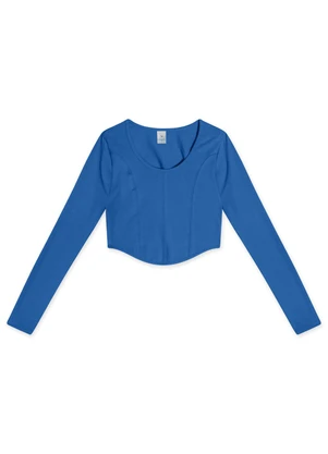 Hapier - Blusa Cropped Manga Longa Juvenil Feminina Azul - HAPIER