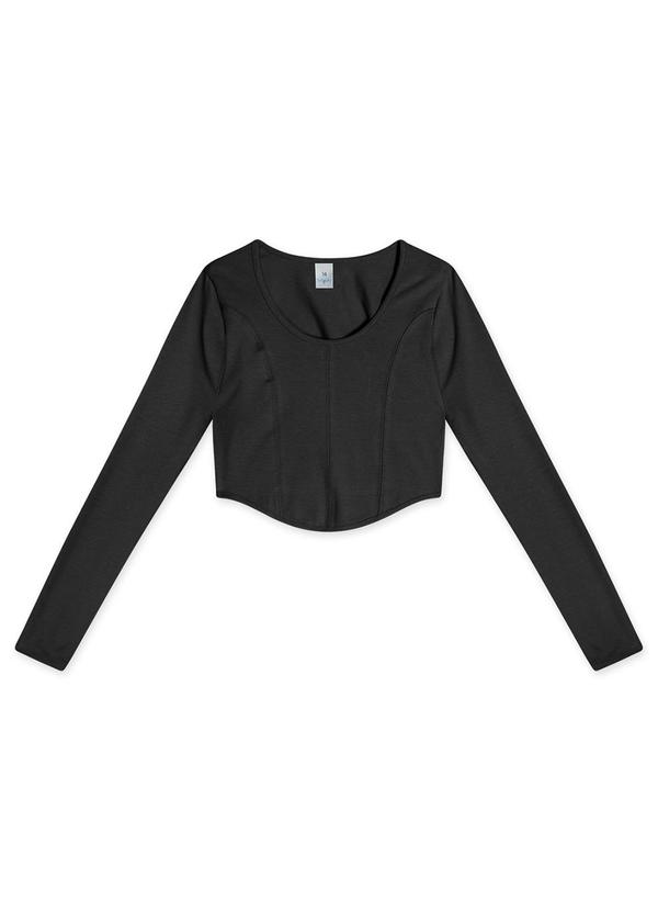 Hapier - Blusa Cropped Manga Longa Juvenil Feminina Preto 1