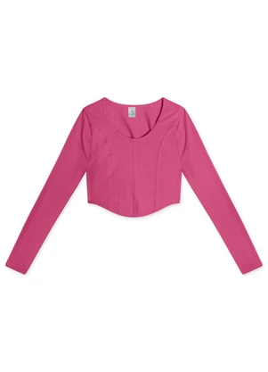 Hapier - Blusa Cropped Manga Longa Juvenil Feminina Rosa - HAPIER
