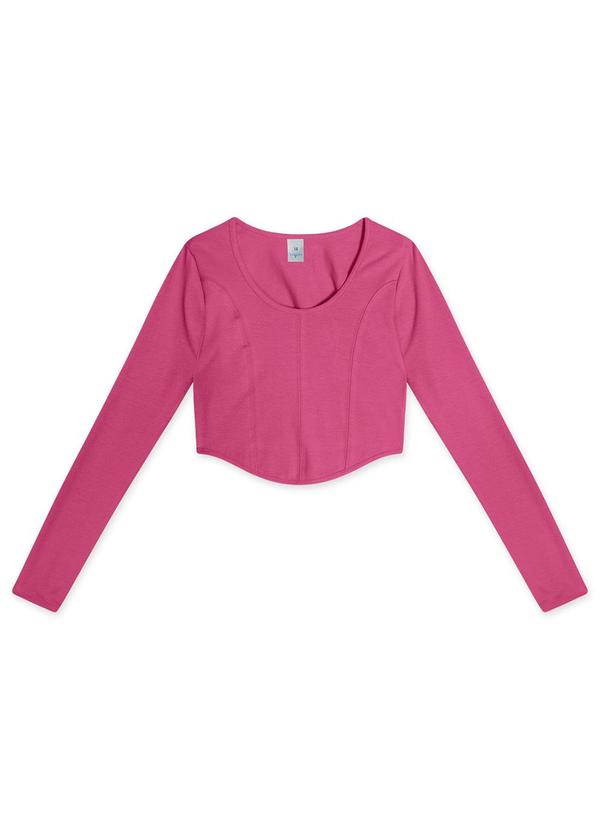 Hapier - Blusa Cropped Manga Longa Juvenil Feminina Rosa