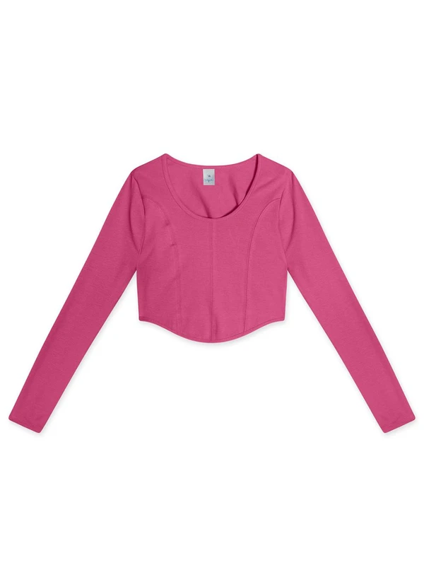 Hapier - Blusa Cropped Manga Longa Juvenil Feminina Rosa