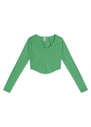 Hapier - Blusa Cropped Manga Longa Juvenil Feminina Verde - HAPIER