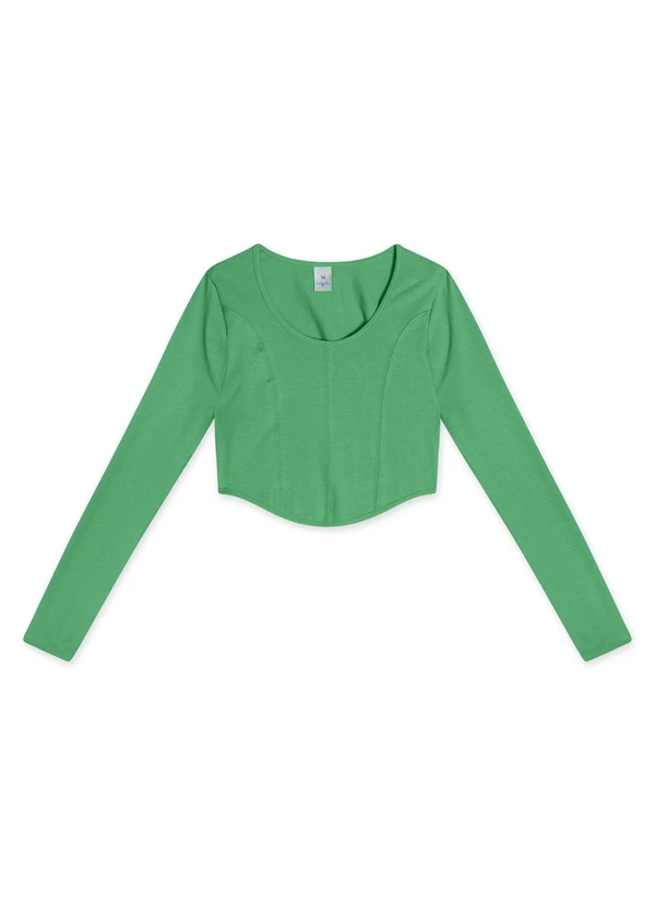 Hapier - Blusa Cropped Manga Longa Juvenil Feminina Verde