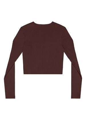 Gloss - Blusa Cropped Ribana Canelada Juvenil Marrom - GLOSS