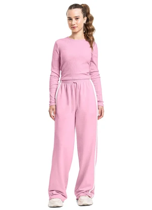 Gloss - Blusa Cropped Ribana Canelada Juvenil Rosa - GLOSS