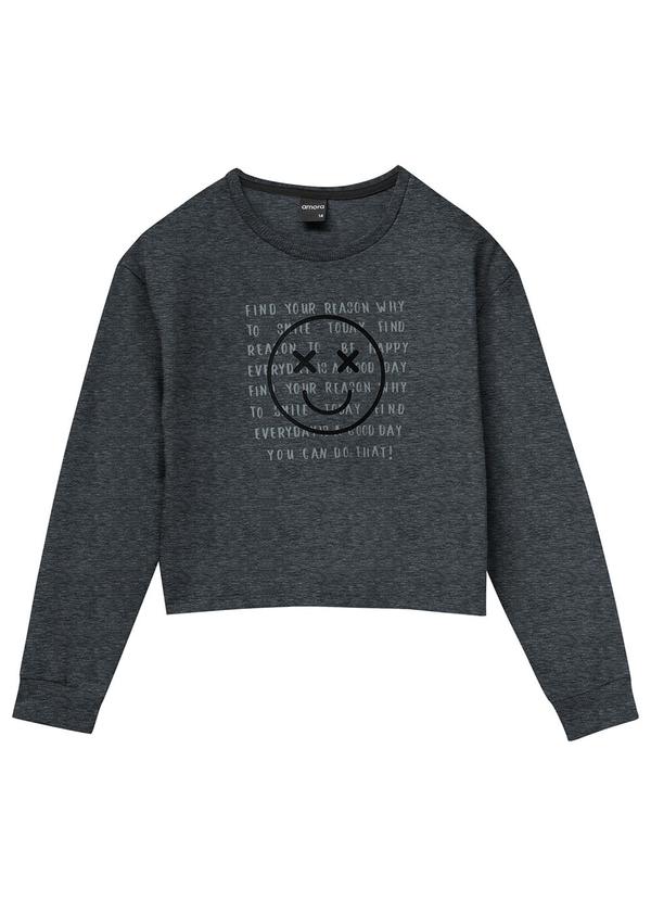 Amora - Blusa Cropped Teen Estampado Menina Cinza 1