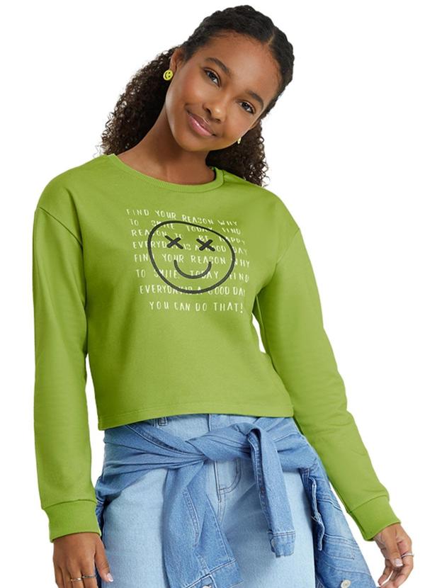 Amora - Blusa Cropped Teen Estampado Menina Verde
