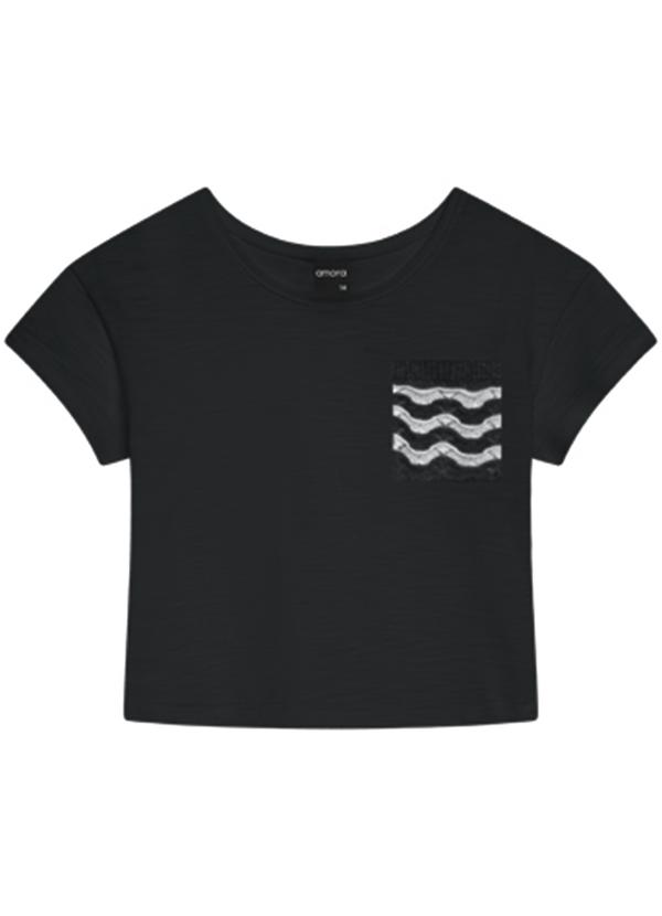 Amora - Blusa Cropped Teen Menina Preto 1