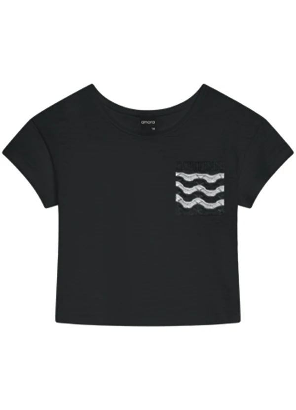 Amora - Blusa Cropped Teen Menina Preto