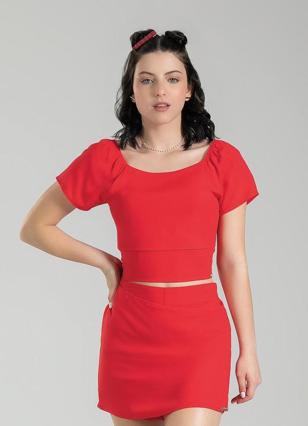 Cativa Teen - Blusa Decote Quadrado em Viscose Vermelho