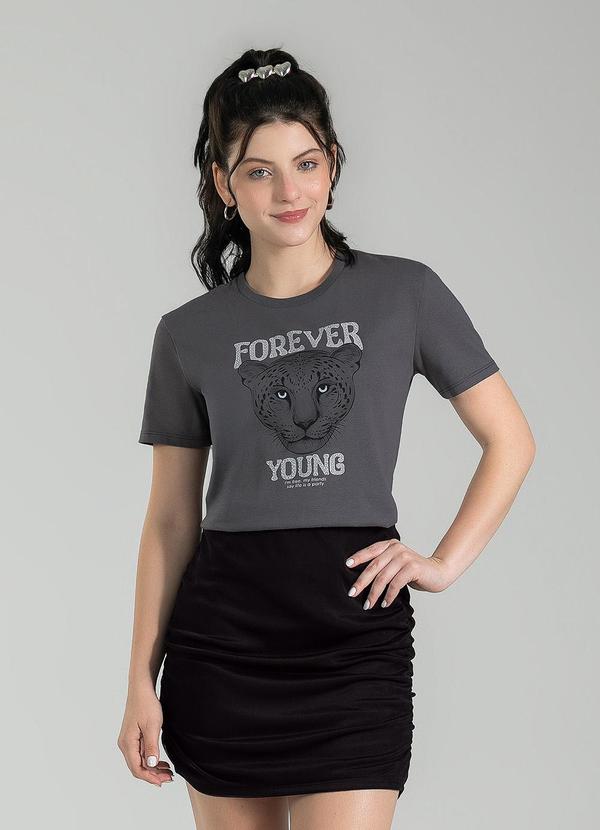 Cativa Teen - Blusa em Algodão Cinza Escuro