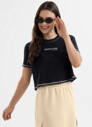 Cativa You - Blusa em Algodão com Estampa Preto - CATIVA YOU