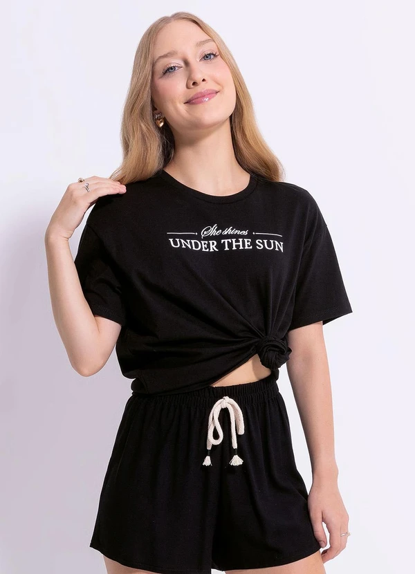 Cativa Teen - Blusa em Algodão Preto