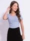 Cativa Teen - Blusa em Canelado Preto - variação: Azul