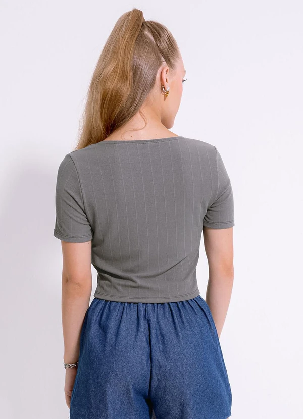 Cativa Teen - Blusa em Canelado Cinza 2