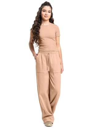 Gloss - Blusa em Ribana Canelada Juvenil Marrom - GLOSS